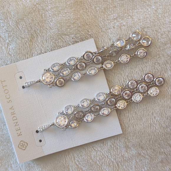 Kendra Scott Jewelry - NEW Kendra Scott Daya Rhodium Silver Statement Earrings Wedding Engagement